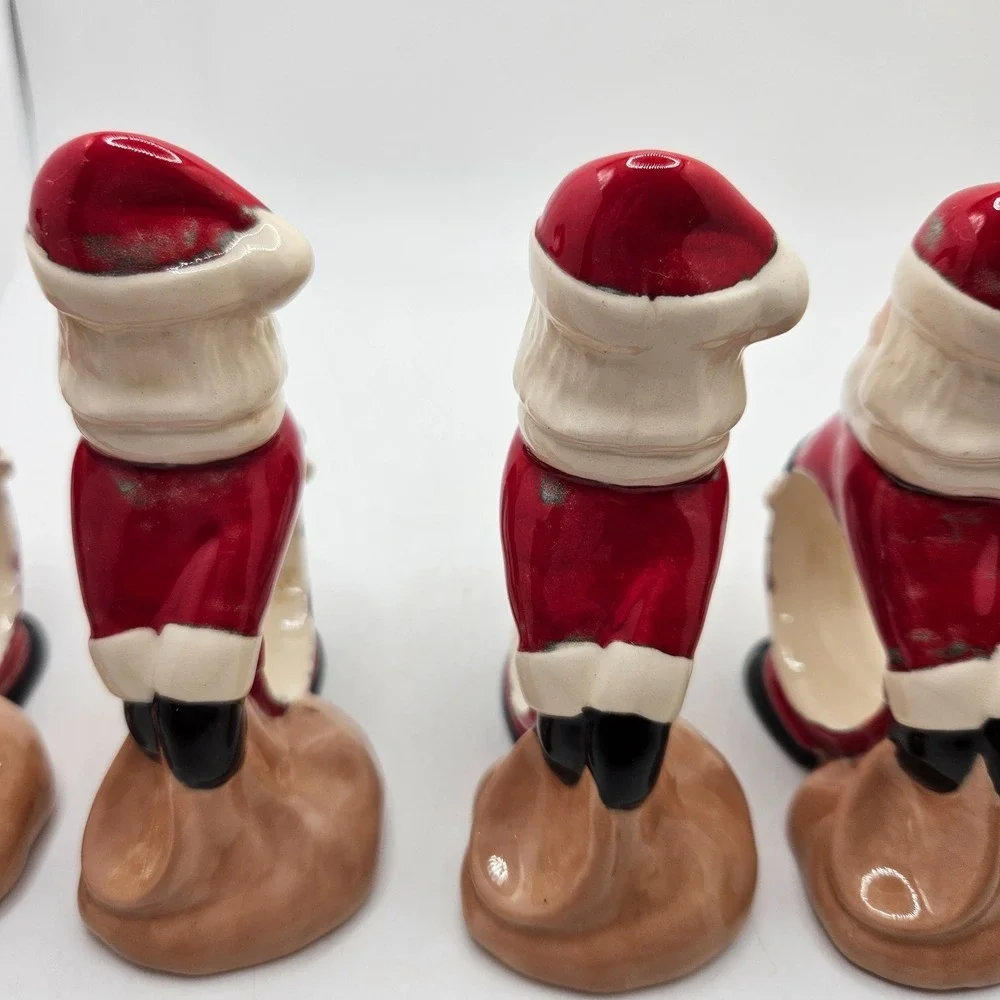 Vintage Santa Claus Ceramic Napkin Rings Set of 5 Christmas Holiday‎ Table Decor